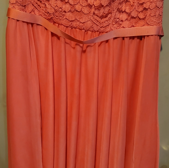 David's Bridal One Shoulder Formal Minidress Sz 10 Guava Lace Top Zip Up Back - Picture 4 of 12